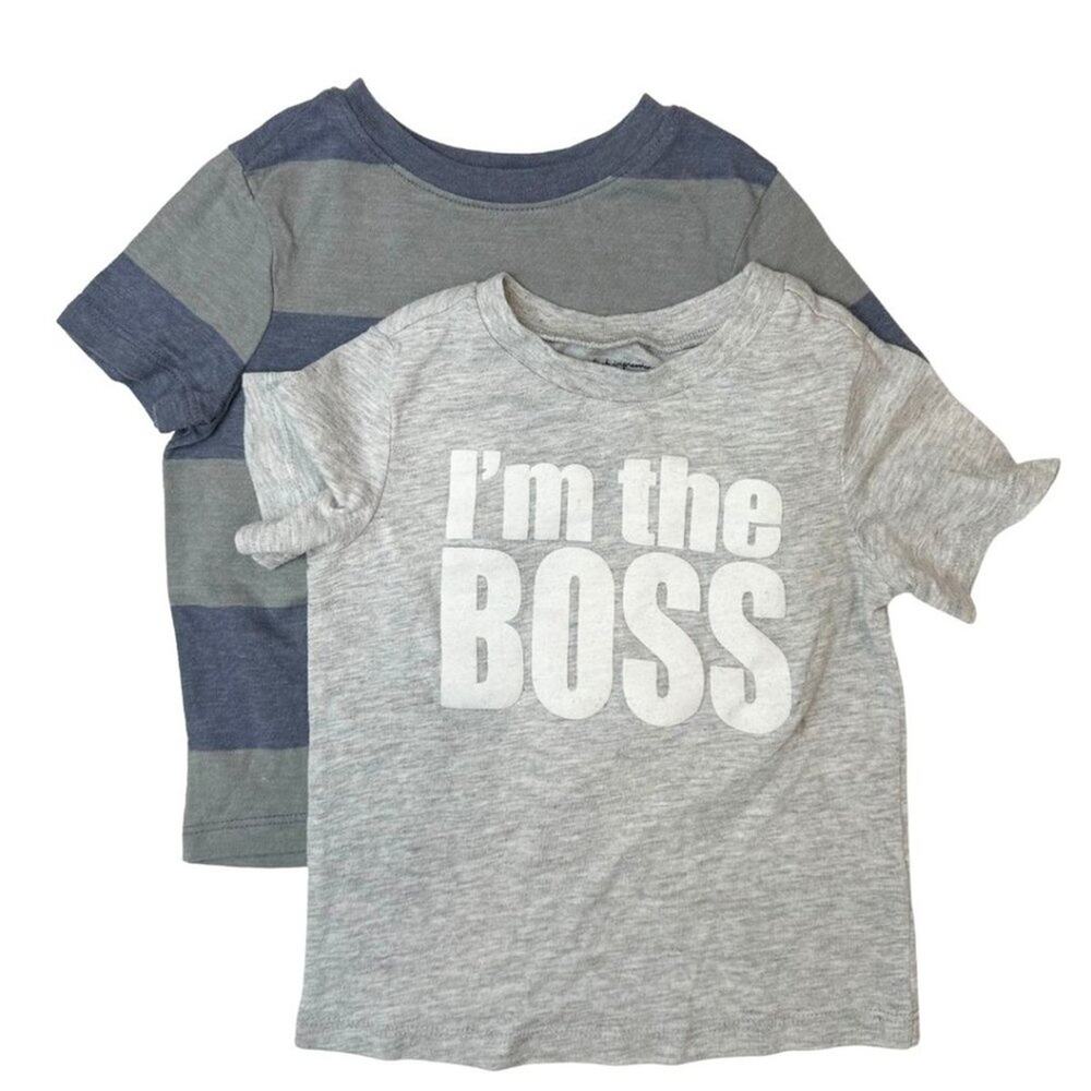 Set of 2 Short Sleeve T-shirt Blue and Gray 2T